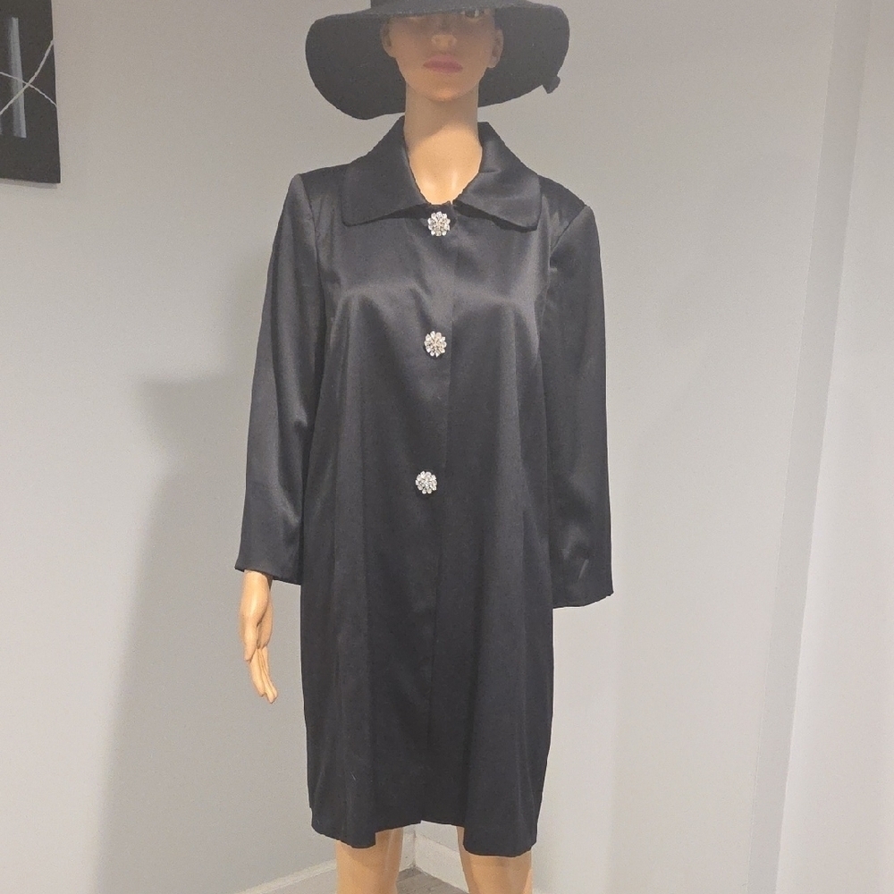 Arden B Elegant Black Trench Coat with Statement Buttons